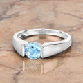 Sterling Silver Blue Topaz Solitaire Unisex Ring by Fine Color Jewels