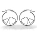Sterling Silver Classic Hoop With Heart Design Earrings by DailySale