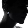 Sterling Silver Created Blue Sapphire Halo Hoop Earring by DailySale
