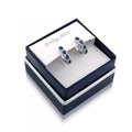 Sterling Silver Created Blue Sapphire Halo Hoop Earring by DailySale