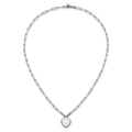 Sterling Silver Created Opal Heart Paperclip Link Necklace by Fine Color Jewels