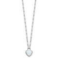 Sterling Silver Created Opal Heart Paperclip Link Necklace by Fine Color Jewels