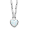 Sterling Silver Created Opal Heart Paperclip Link Necklace