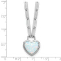 Sterling Silver Created Opal Heart Paperclip Link Necklace by Fine Color Jewels