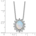 Sterling Silver Created Opal Oval Halo Necklace by Fine Color Jewels