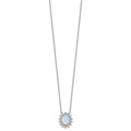 Sterling Silver Created Opal Oval Halo Necklace by Fine Color Jewels