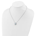 Sterling Silver Created Opal Oval Halo Necklace by Fine Color Jewels