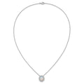 Sterling Silver Created Opal Oval Halo Necklace by Fine Color Jewels