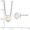Sterling Silver Created Opal Oval Necklace Earring Set by Fine Color Jewels