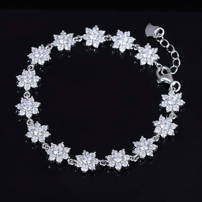 Sterling Silver Crystal Flower Tennis Bracelet by DailySale