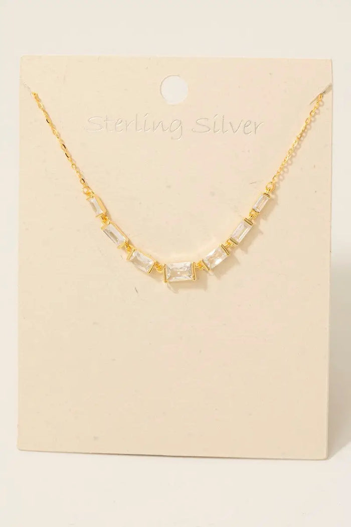 Sterling Silver Cz Baguettes Chain Necklace by Boutique 23