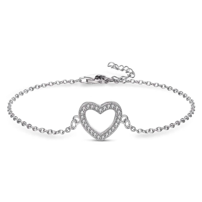Sterling Silver CZ Heart Bracelet by DailySale