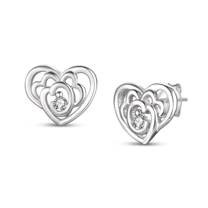 Sterling Silver CZ Heart Shape Earrings by DailySale