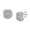 Sterling Silver CZ Square Stud Earrings