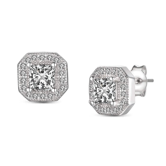 Sterling Silver CZ Square Stud Earrings by DailySale