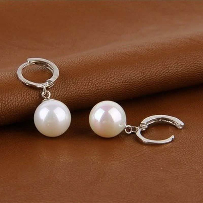 Sterling Silver Diamond Cut Pearl Drop Earrings by DailySale