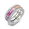 Sterling Silver Emerald Cut Rainbow Prong Eternity Band by DailySale