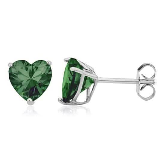 Sterling Silver Filled High Polish Finish Green Heart Shaped Stud Earrings 925 Sterling Silver 7mm by DailySale