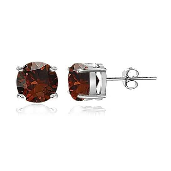 Sterling Silver Garnet 6mm Round Stud Earrings by DailySale
