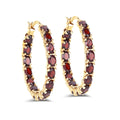 Sterling Silver Garnet Hoop Earrings by Fine Color Jewels