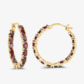 Sterling Silver Garnet Hoop Earrings by Fine Color Jewels