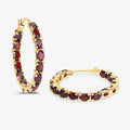 Sterling Silver Garnet Hoop Earrings by Fine Color Jewels
