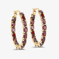 Sterling Silver Garnet Hoop Earrings by Fine Color Jewels