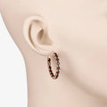 Sterling Silver Garnet Hoop Earrings by Fine Color Jewels