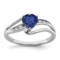 Sterling Silver Gemstone and Diamond Heart Pave Bypass Ring by Fine Color Jewels