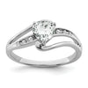 Sterling Silver Gemstone and Diamond Heart Pave Bypass Ring