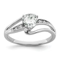 Sterling Silver Gemstone and Diamond Heart Pave Bypass Ring by Fine Color Jewels