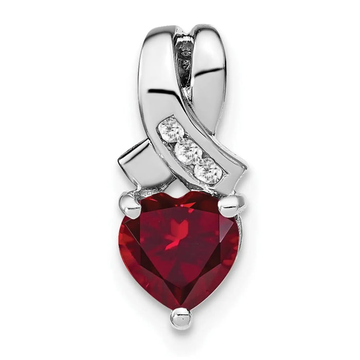 Sterling Silver Gemstones and Diamond Heart Pendant by Fine Color Jewels