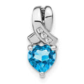 Sterling Silver Gemstones and Diamond Heart Pendant by Fine Color Jewels