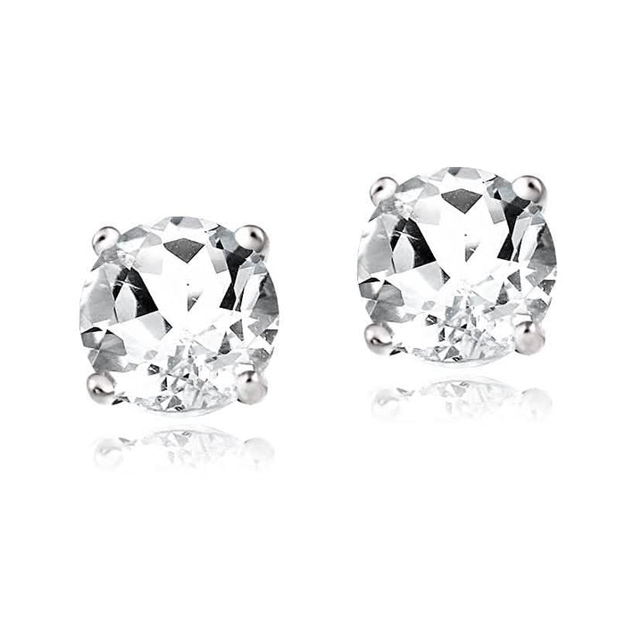 Sterling Silver Genuine 2 Carat White Topaz Stud Earrings by DailySale