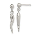 Sterling Silver Italian Horn Post Dangle Earrings by Fine Color Jewels