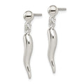 Sterling Silver Italian Horn Post Dangle Earrings by Fine Color Jewels