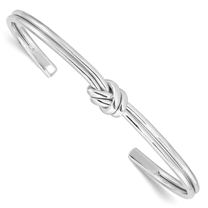 Sterling Silver Knot Cuff Bangle Bracelet by Fine Color Jewels