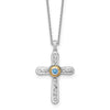 Sterling Silver London Blue Topaz Cross Extension Necklace