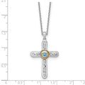 Sterling Silver London Blue Topaz Cross Extension Necklace by Fine Color Jewels