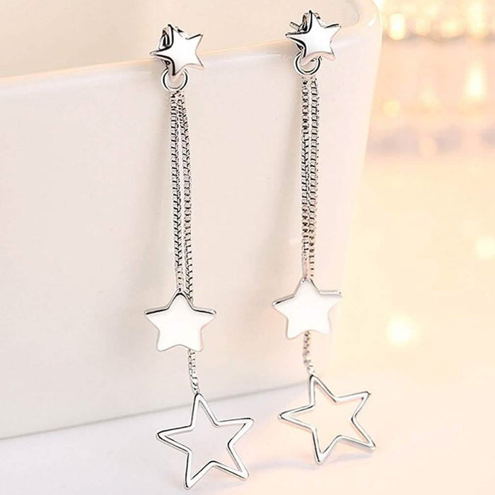 Sterling Silver Long Star Drop Earrings by DailySale