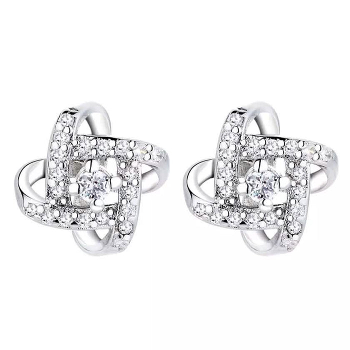 Sterling Silver Love Knot Stud Earrings with Swarovski Crystals by DailySale