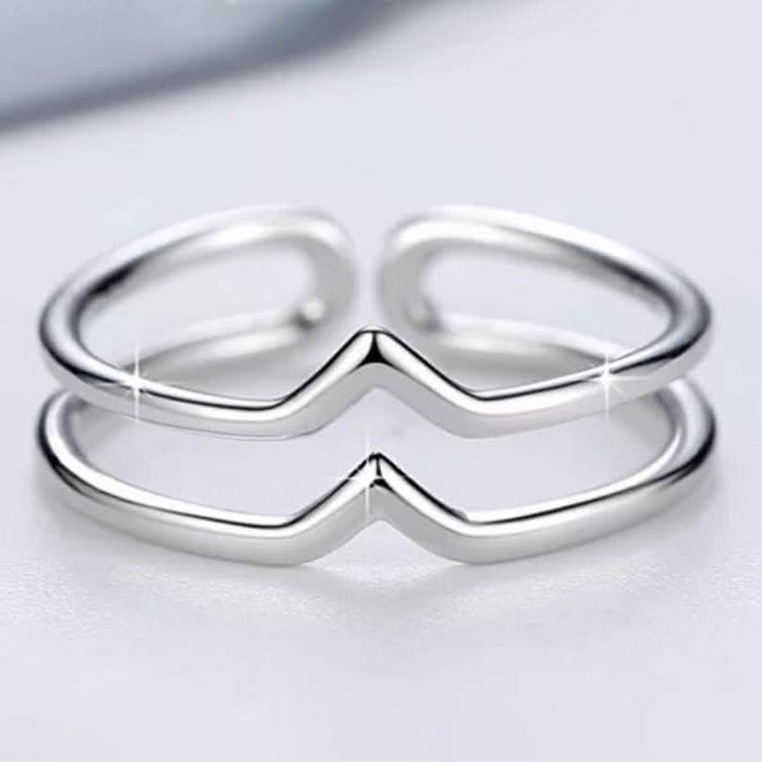 Sterling Silver Minimalist 2 Row Adjustable Bypass Ring by DailySale