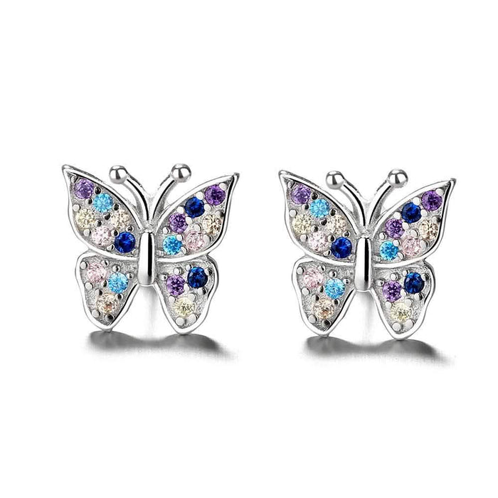 Sterling Silver Multi-Colored Swarvoski Crystal Butterfly Earring by DailySale