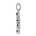 Sterling Silver Natural Amethyst and Diamond Cross Pendant by Fine Color Jewels