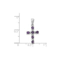 Sterling Silver Natural Amethyst and Diamond Cross Pendant by Fine Color Jewels