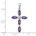 Sterling Silver Natural Amethyst and Diamond Pendant by Fine Color Jewels