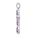 Sterling Silver Natural Amethyst and Diamond Pendant by Fine Color Jewels