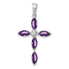 Sterling Silver Natural Amethyst and Diamond Pendant