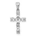 Sterling Silver Natural Blue Aquamarine and Diamond Cross Pendant by Fine Color Jewels