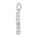 Sterling Silver Natural Blue Aquamarine and Diamond Cross Pendant by Fine Color Jewels